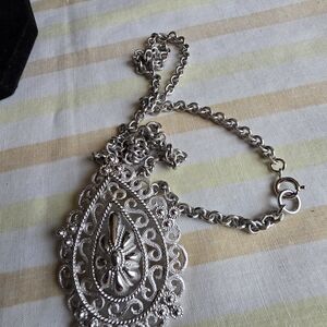 T Tahari Intricate Silver Lace Necklace